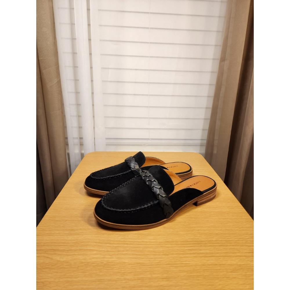Lucky Brand Suede LEATHER Mule Loafers Slippers Sandal Shoes Size 9.5 M BLACK - Picture 4 of 14
